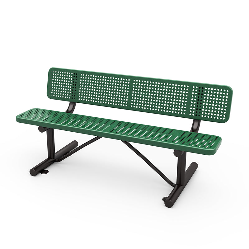 Wisdom 6′ Bench W/Back Perforated Pattern QSSAP-21002-110 Quick Ship, WisePLAY