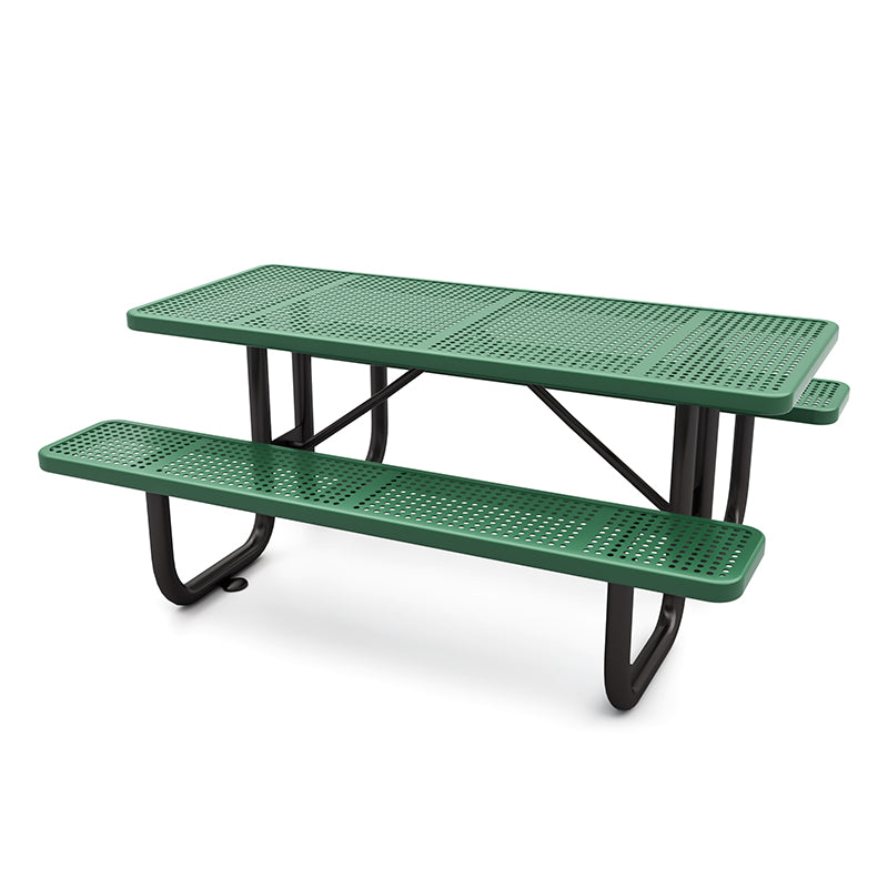 Wisdom 6′ Rectangular Picnic Table Perforated Pattern QSSAP-21001-110, Quick Ship, WiseSITE