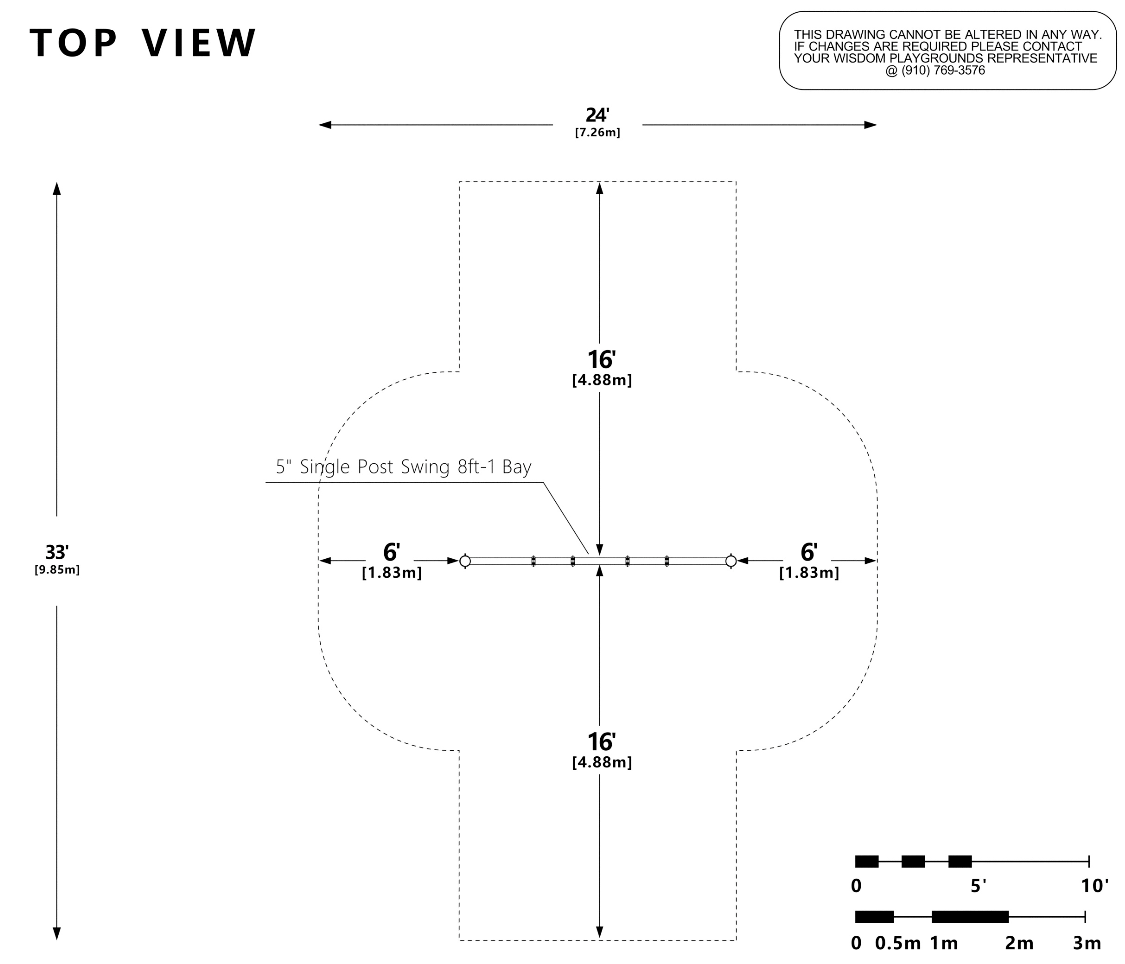 Wisdom Playgrounds WiseFREE 5" Single Post Swing 8ft QSSPS-080