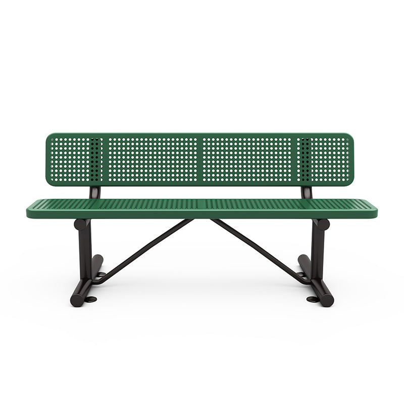 Wisdom 6′ Bench W/Back Perforated Pattern QSSAP-21002-110 Quick Ship, WisePLAY